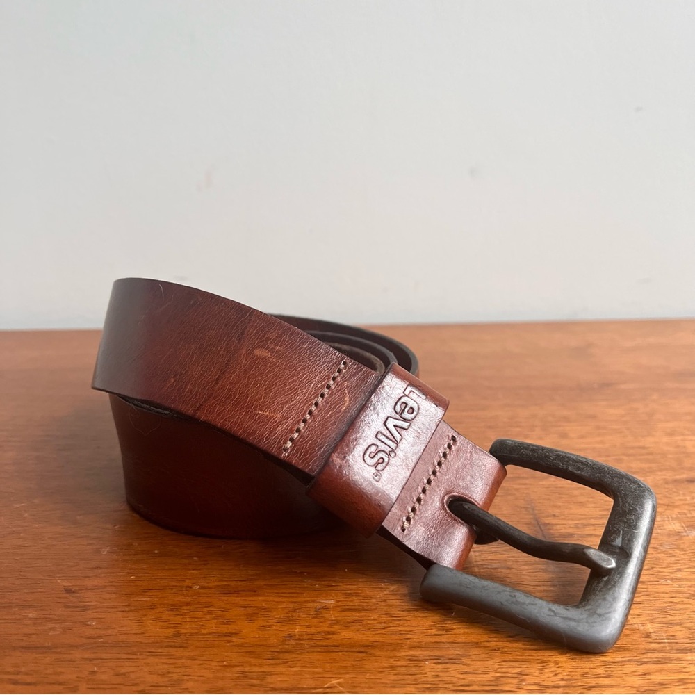 Levi's Brown Leather Belt with Embossed Logo